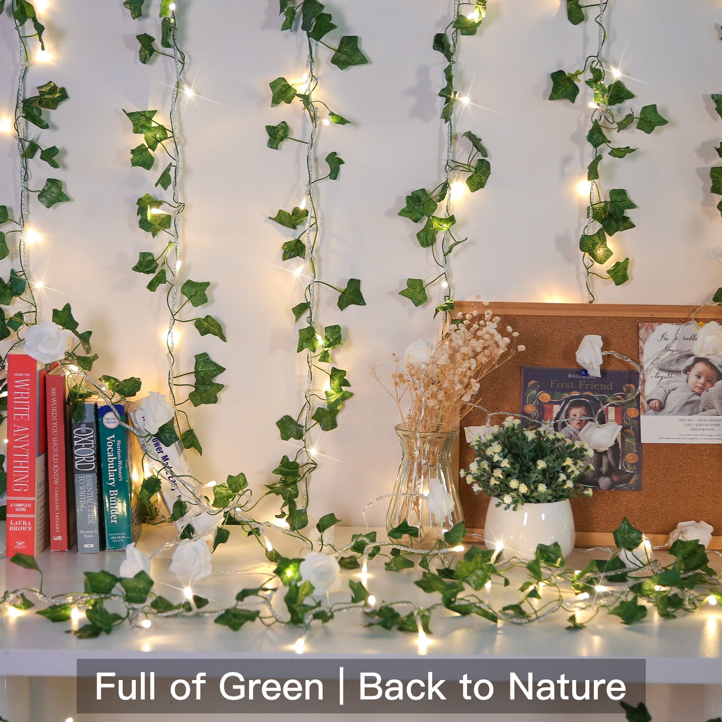 SUDDUS 33ft Plug-in Vine Fairy Lights with Remote, 100 LED Pothos & Ivy Leaf String Lights, Connectable Warm White Garland for Bedroom, Wall, Garden, Wedding & Party Decor