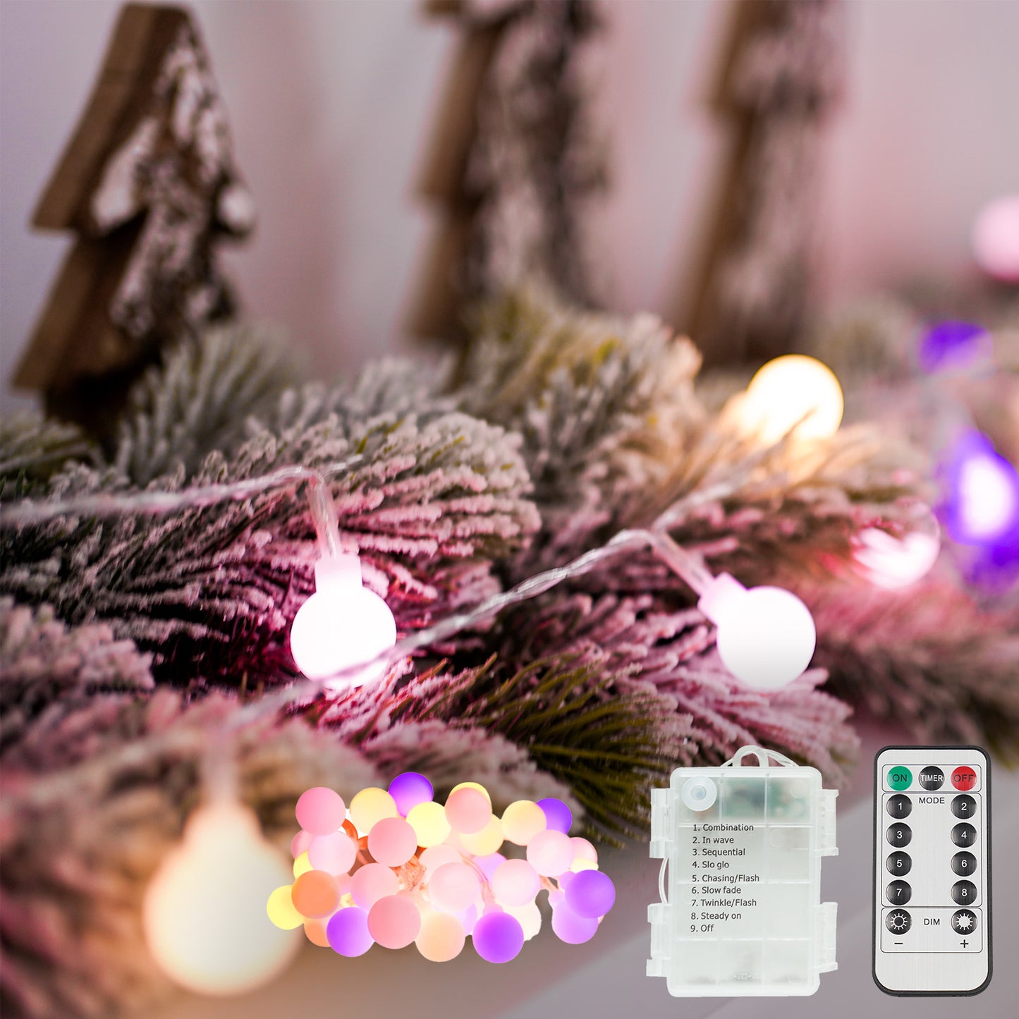 SUDDUS 100 LED Pastel Globe String Lights β 33FT Plug-in Fairy Lights with Remote & Timer, Multicolor Indoor/Outdoor Decor for Bedroom, Dorm, Party, Garden