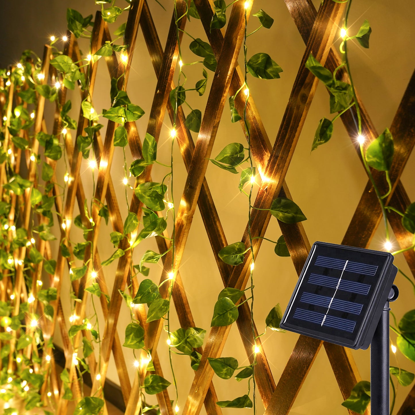 SUDDUS Solar Vine Fairy Lights – 33ft 100 LED Waterproof Outdoor Vine Lights with 8 Modes for Garden, Patio, Fence, Balcony