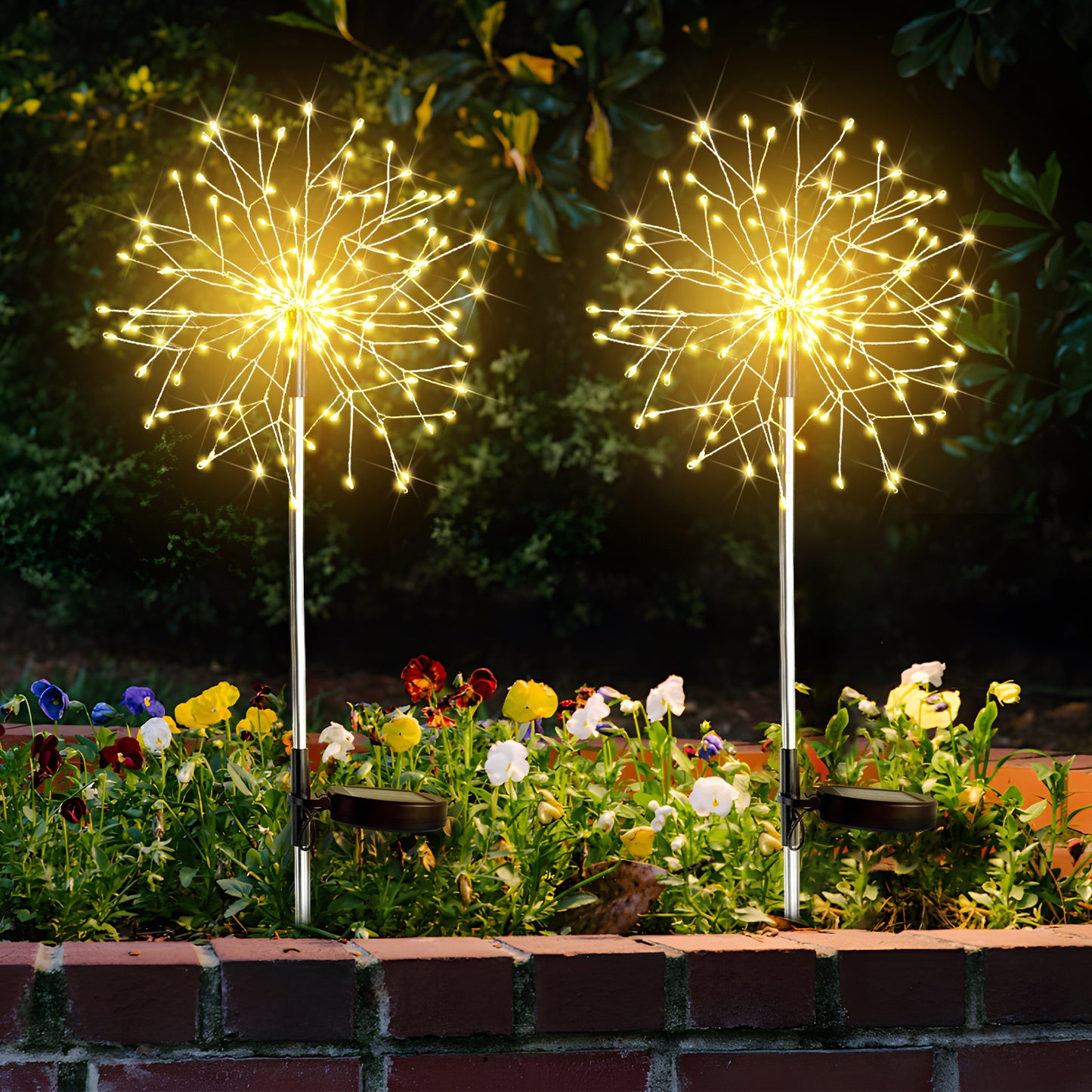 SUDDUS Solar Firework Garden Lights – 2 Pack 150 LED Outdoor Waterproof Fairy Lights for Yard, Pathway, Patio, Party & Holiday Decor