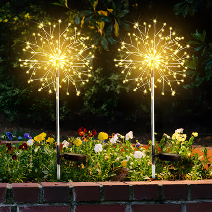 SUDDUS Solar Firework Garden Lights – 2 Pack 150 LED Outdoor Waterproof Fairy Lights for Yard, Pathway, Patio, Party & Holiday Decor