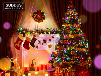 SUDDUS Multicolor Christmas Tree Lights – Plug-In LED String Lights with Remote & Timer, Available in  100 LED — 500 LED for Indoor & Outdoor Décor