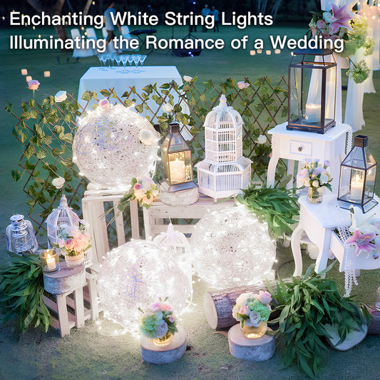 SUDDUS White String Lights with Timer & 12 Modes,  Plug-in Twinkle Lights, Connectable Indoor Outdoor Fairy Lights for Christmas Tree, Bedroom, Wedding, Party Decor