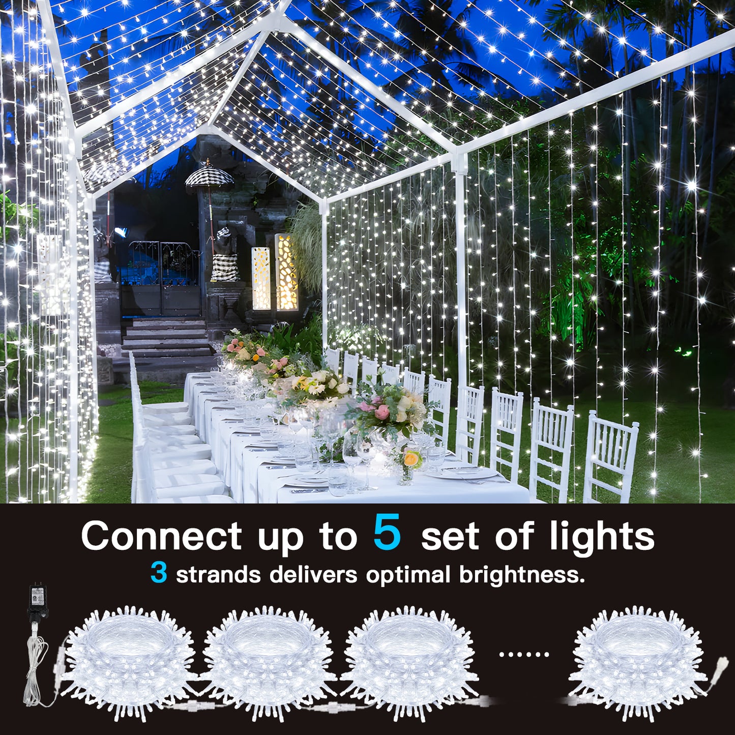 SUDDUS White String Lights with Timer & 12 Modes,  Plug-in Twinkle Lights, Connectable Indoor Outdoor Fairy Lights for Christmas Tree, Bedroom, Wedding, Party Decor
