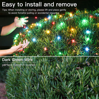 SUDDUS 360 LED Net Lights, 12x5ft Waterproof Mesh String Lights with Remote, Connectable Green Wire for Bushes, Shrubs, Trees, Fences, Outdoor Christmas Decor