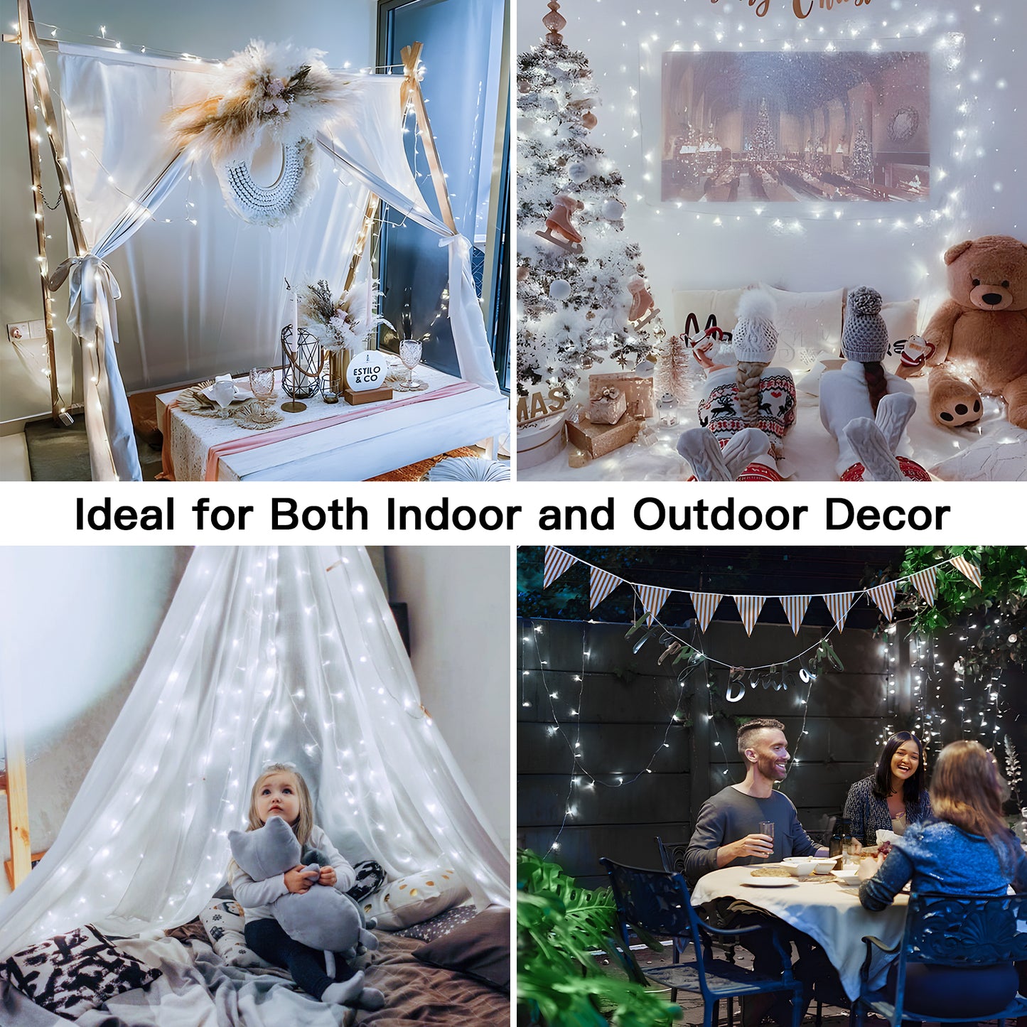 SUDDUS White String Lights with Timer & 12 Modes,  Plug-in Twinkle Lights, Connectable Indoor Outdoor Fairy Lights for Christmas Tree, Bedroom, Wedding, Party Decor