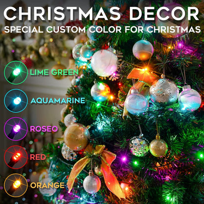 SUDDUS Multicolor Christmas Tree Lights – Plug-In LED String Lights with Remote & Timer, Available in  100 LED — 500 LED for Indoor & Outdoor Décor