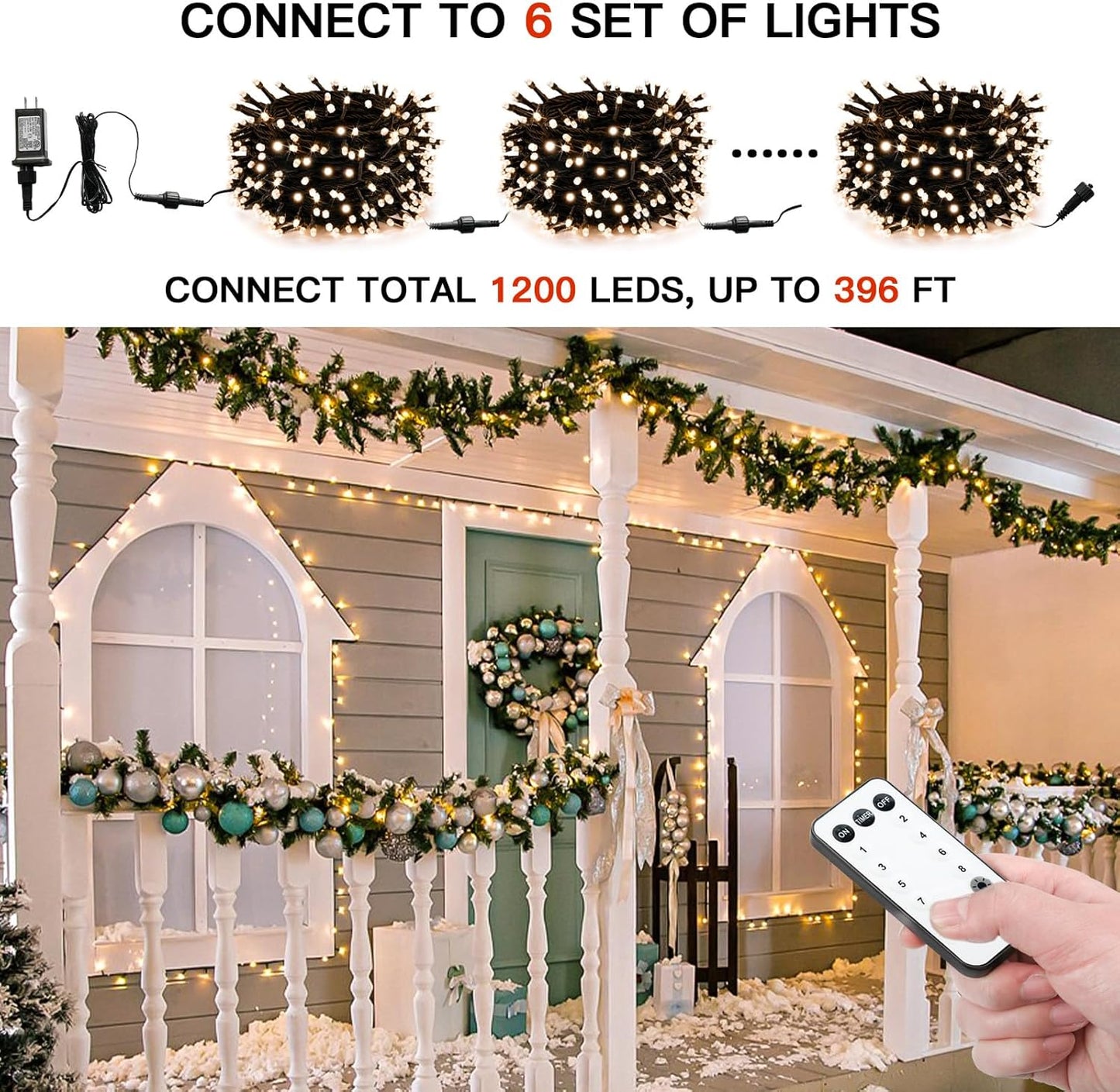 SUDDUS Diamond Lights Christmas Tree String Lights – 100/200/300 LED, Warm White, 8 Lighting Modes, Indoor Outdoor Twinkle Lights for Christmas Tree, Patio, Porch & Holiday Decor