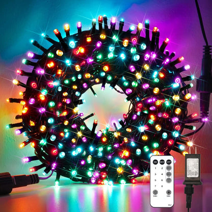 SUDDUS Multicolor Christmas Tree Lights – Plug-In LED String Lights with Remote & Timer, Available in  100 LED — 500 LED for Indoor & Outdoor Décor
