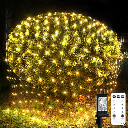 SUDDUS 360 LED Net Lights, 12x5ft Waterproof Mesh String Lights with Remote, Connectable Green Wire for Bushes, Shrubs, Trees, Fences, Outdoor Christmas Decor