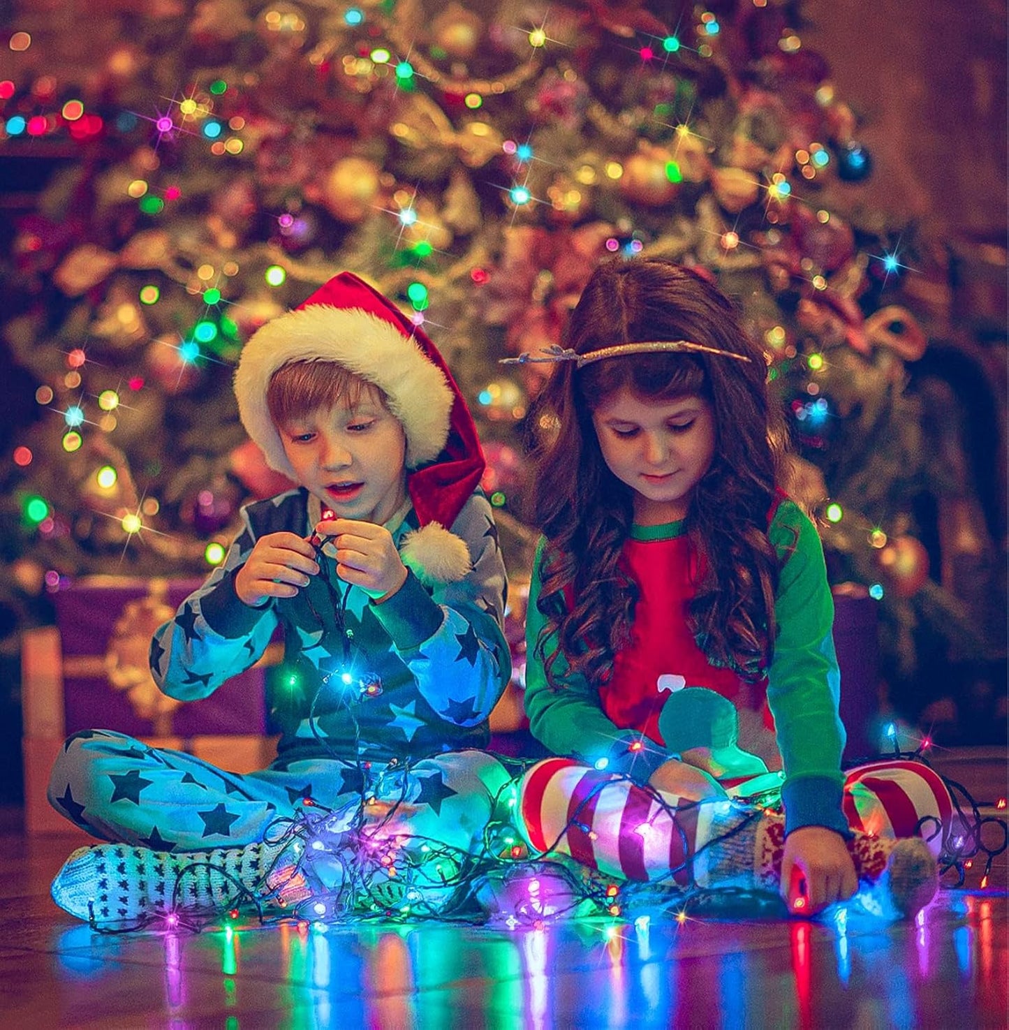 SUDDUS Multicolor Christmas Tree Lights – Plug-In LED String Lights with Remote & Timer, Available in  100 LED — 500 LED for Indoor & Outdoor Décor