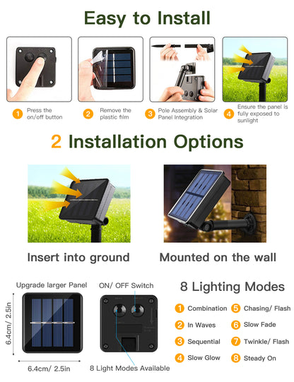 SUDDUS Solar Vine Fairy Lights – 33ft 100 LED Waterproof Outdoor Vine Lights with 8 Modes for Garden, Patio, Fence, Balcony