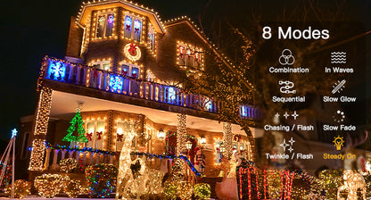 SUDDUS Diamond Lights Christmas Tree String Lights – 100/200/300 LED, Warm White, 8 Lighting Modes, Indoor Outdoor Twinkle Lights for Christmas Tree, Patio, Porch & Holiday Decor