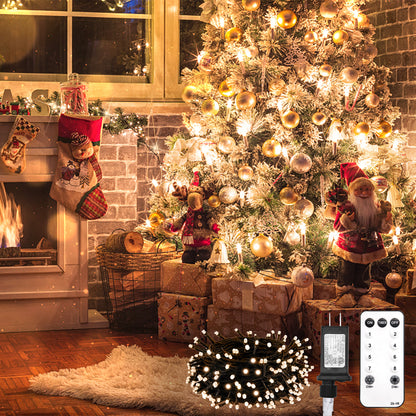SUDDUS Diamond Lights Christmas Tree String Lights – 100/200/300 LED, Warm White, 8 Lighting Modes, Indoor Outdoor Twinkle Lights for Christmas Tree, Patio, Porch & Holiday Decor