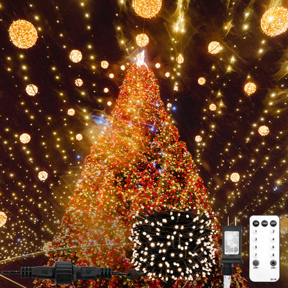SUDDUS Diamond Lights Christmas Tree String Lights – 100/200/300 LED, Warm White, 8 Lighting Modes, Indoor Outdoor Twinkle Lights for Christmas Tree, Patio, Porch & Holiday Decor