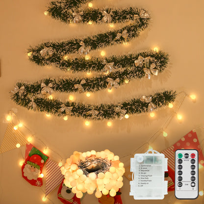 SUDDUS 100 LED Warm White Globe String Lights – 33FT Plug-in Fairy Lights with Remote & Timer, Connectable Indoor/Outdoor Decorative Lights for Bedroom, Dorm, Classroom, Patio, Christmas Tree