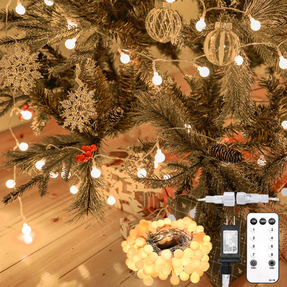 SUDDUS 100 LED Warm White Globe String Lights – 33FT Plug-in Fairy Lights with Remote & Timer, Connectable Indoor/Outdoor Decorative Lights for Bedroom, Dorm, Classroom, Patio, Christmas Tree