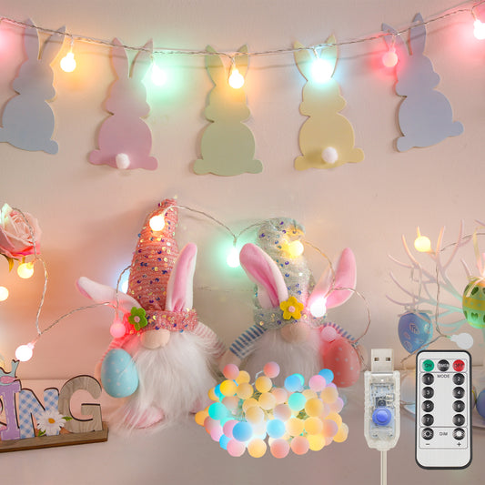 SUDDUS 100 LED Pastel Globe String Lights – 33FT Plug-in Fairy Lights with Remote & Timer, Multicolor Indoor/Outdoor Decor for Bedroom, Dorm, Party, Garden