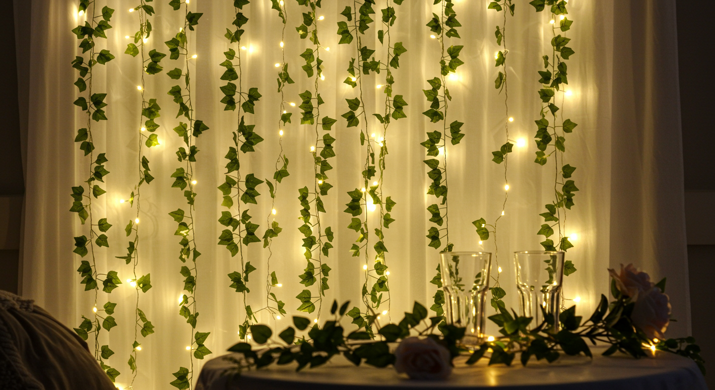 SUDDUS  Vine Fairy Curtain Lights – 200 LED 6.5x6.5ft Remote-Controlled Lights for Bedroom, Dorm, Wedding & Indoor Outdoor Decor